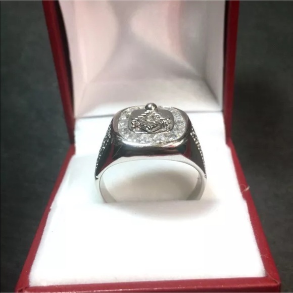New Wide CZ Silver Mason Masonic Men Squar… - Picture 4 of 4